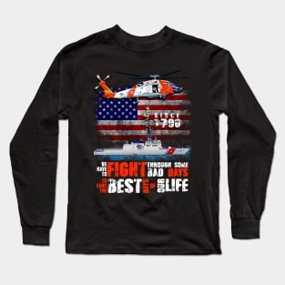 US Coast Guard Veteran T shirt Vintage Veteran Flag Long Sleeve T-Shirt